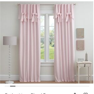Pair of Pottery Barn Pink Evelyn Bow Blackout Curtains